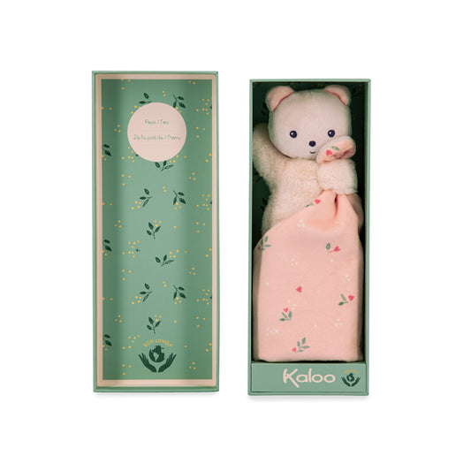 Kaloo Carre Douceur Doudou Bear Comforter - Leaves Of Love 17cm