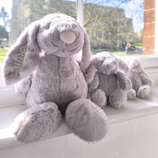 Bambino Grey Plush Bunny Rabbit - 3 Sizes