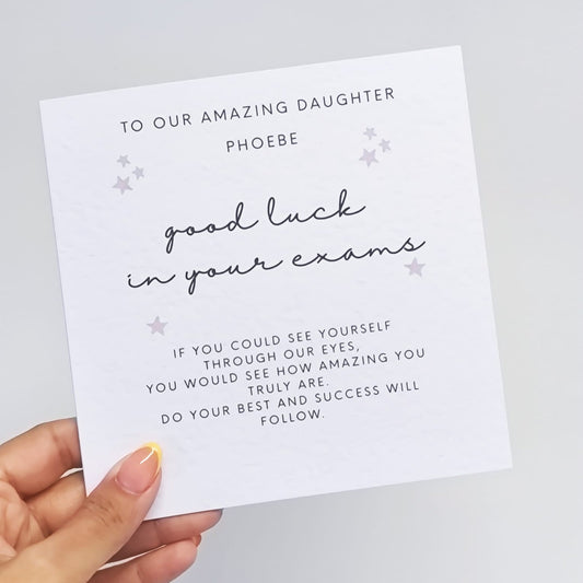Personalised "Good Luck in Your Exams" Card – 15cm x 15cm