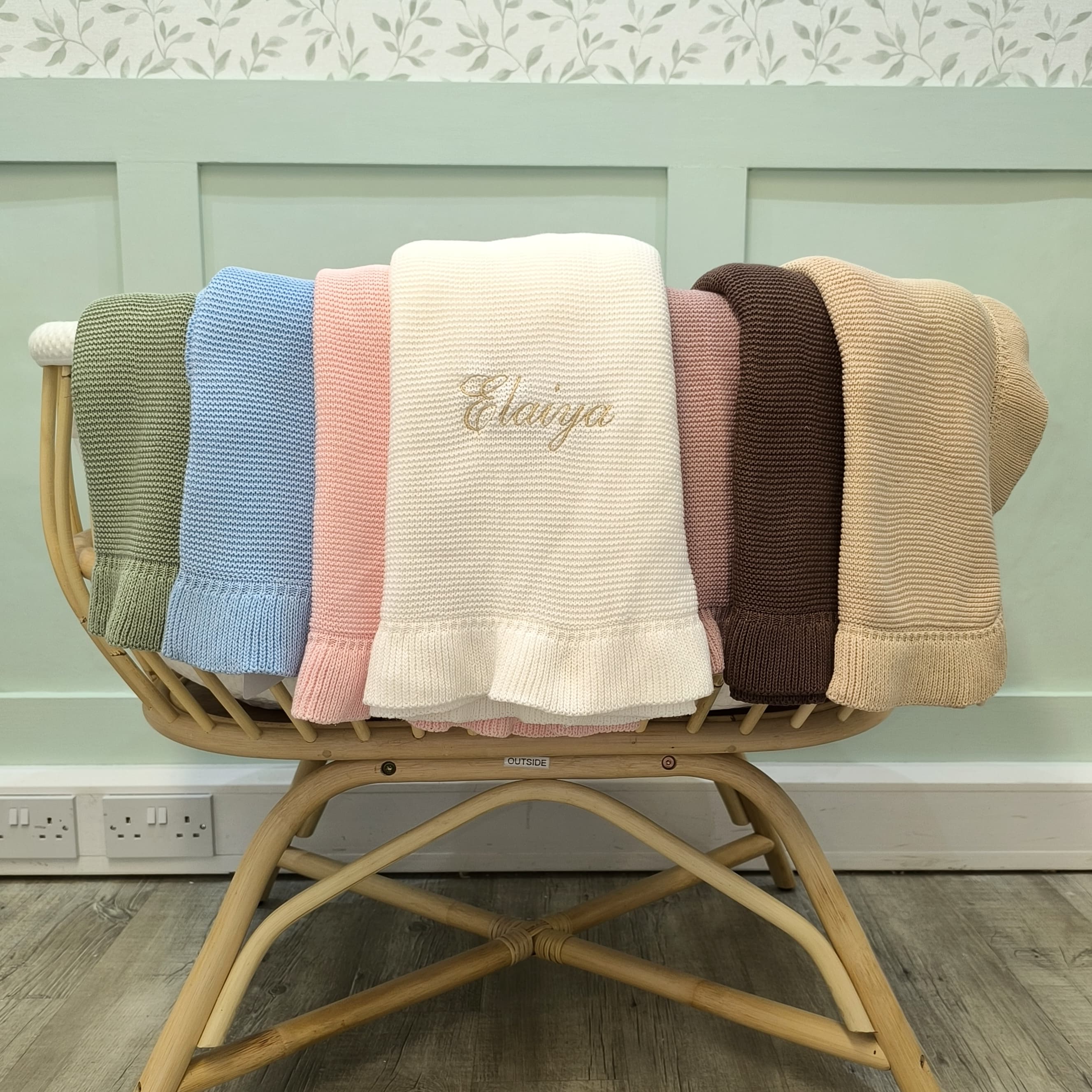 Ruffle Edge Personalised Baby Blanket - Embroidered Name