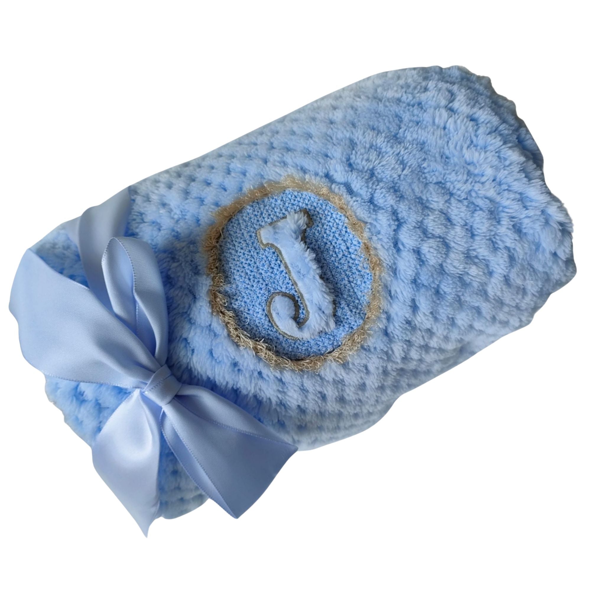 Embroidered Baby Blanket with Personalised Frilly Initial