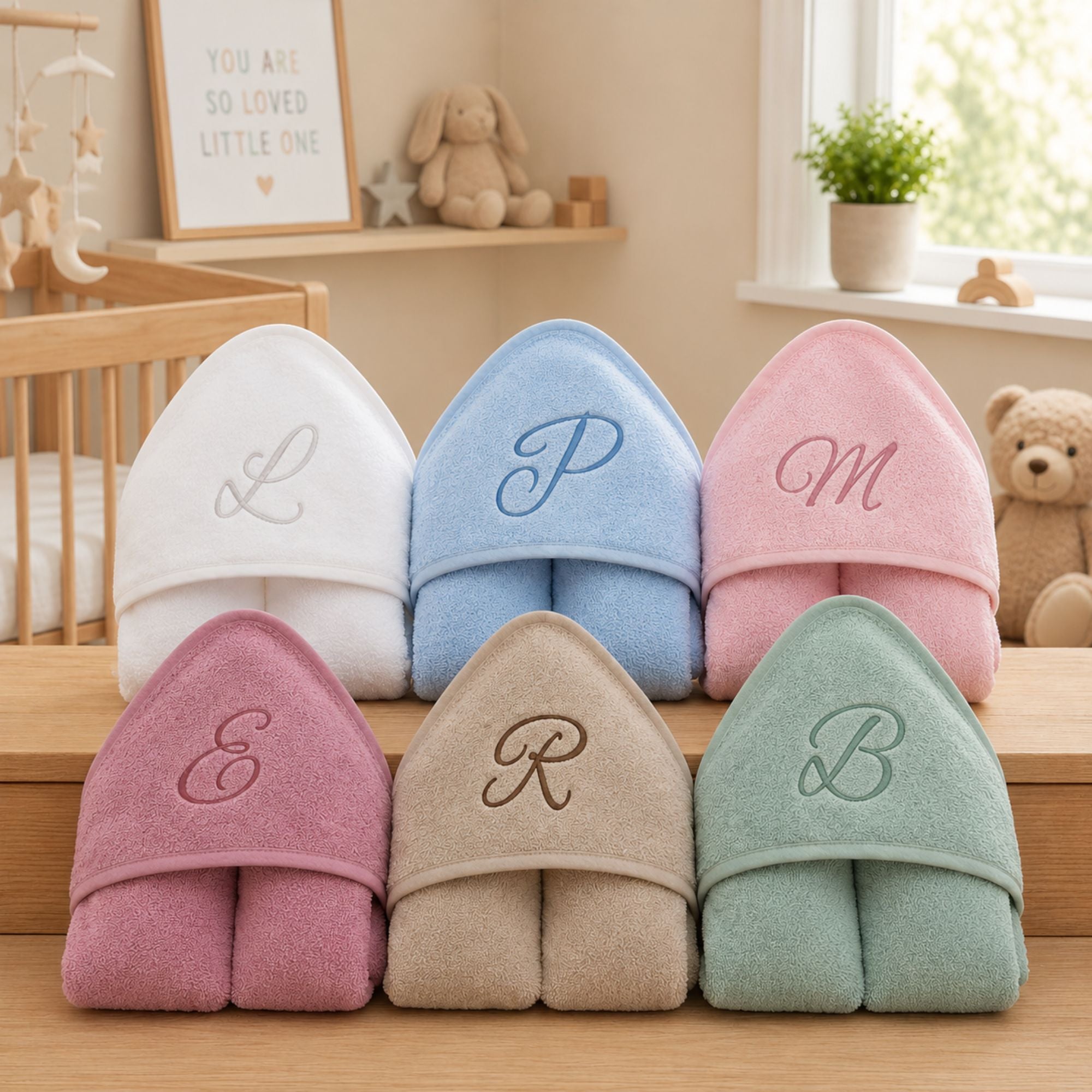 Personalised Baby Towel with Embroidered Initial