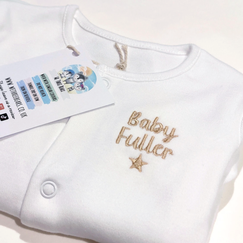 Personalised Star Sleepsuit for Newborn Baby