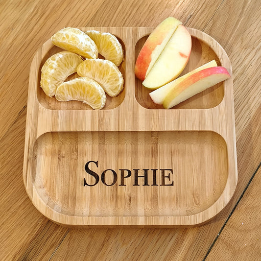 Personalised Square Bamboo Plate for Baby