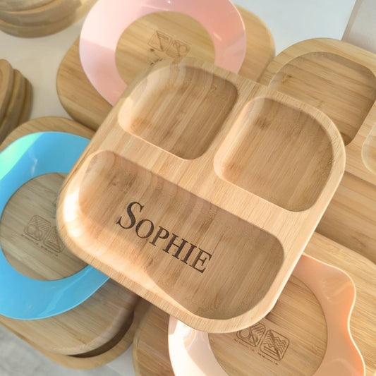 Personalised Square Bamboo Plate for Baby