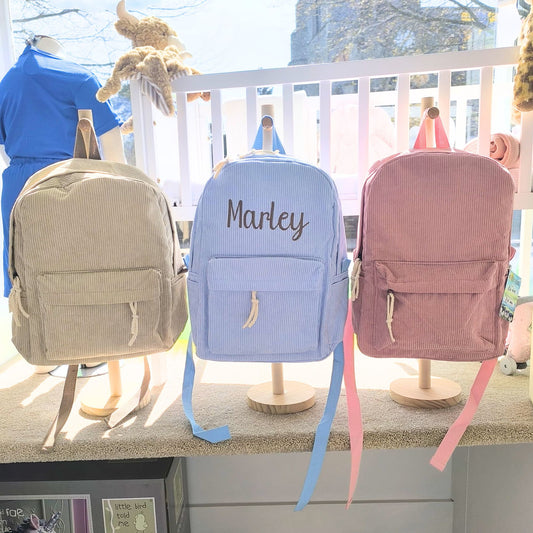 Personalised Corduroy Backpack for Kids - Embroidered Name