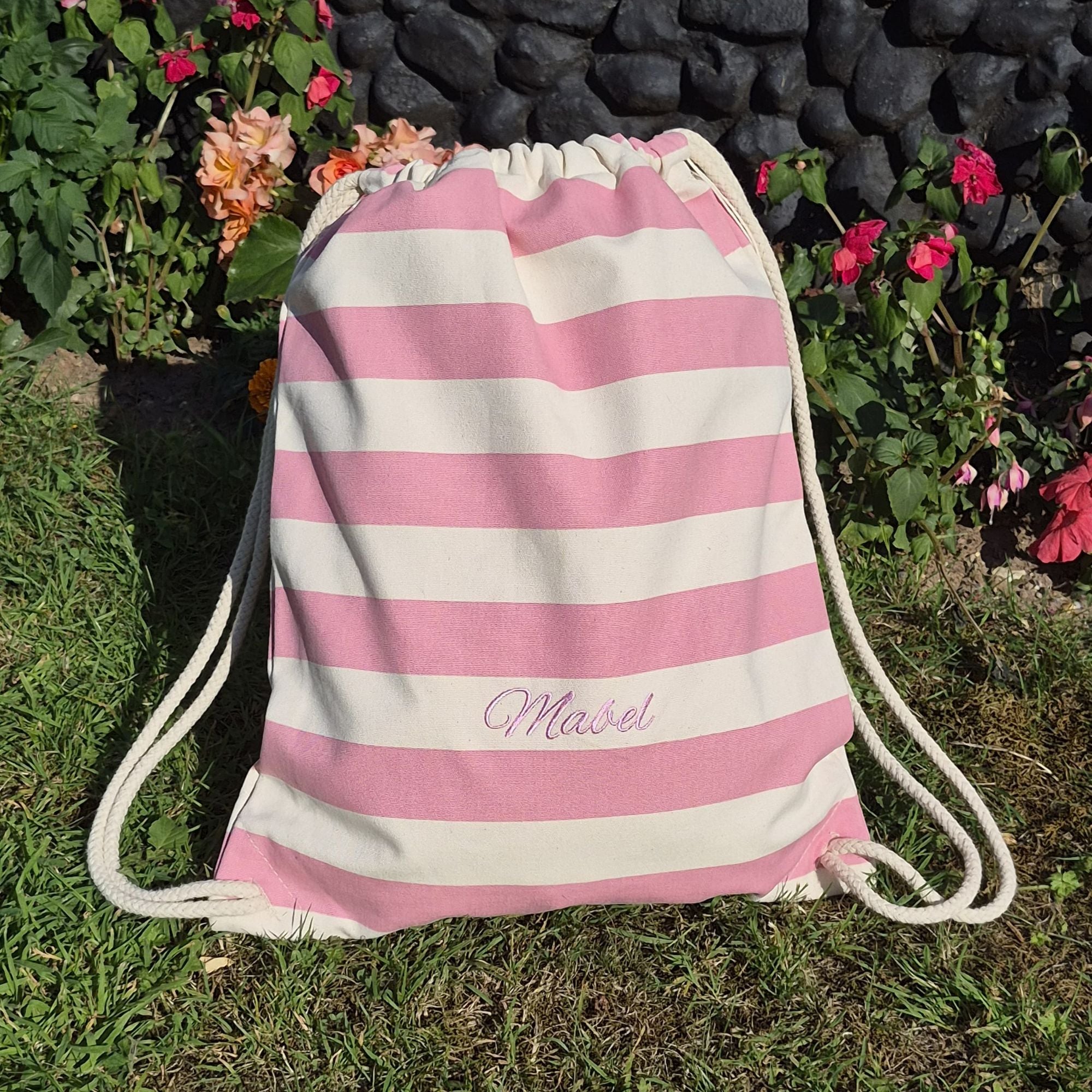 Personalised Drawstring Bag with Embroidered Name