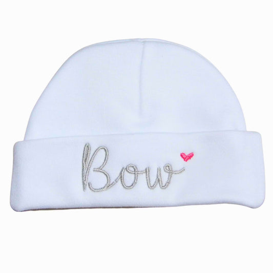 Personalised White Baby Hat with Embroidered Name