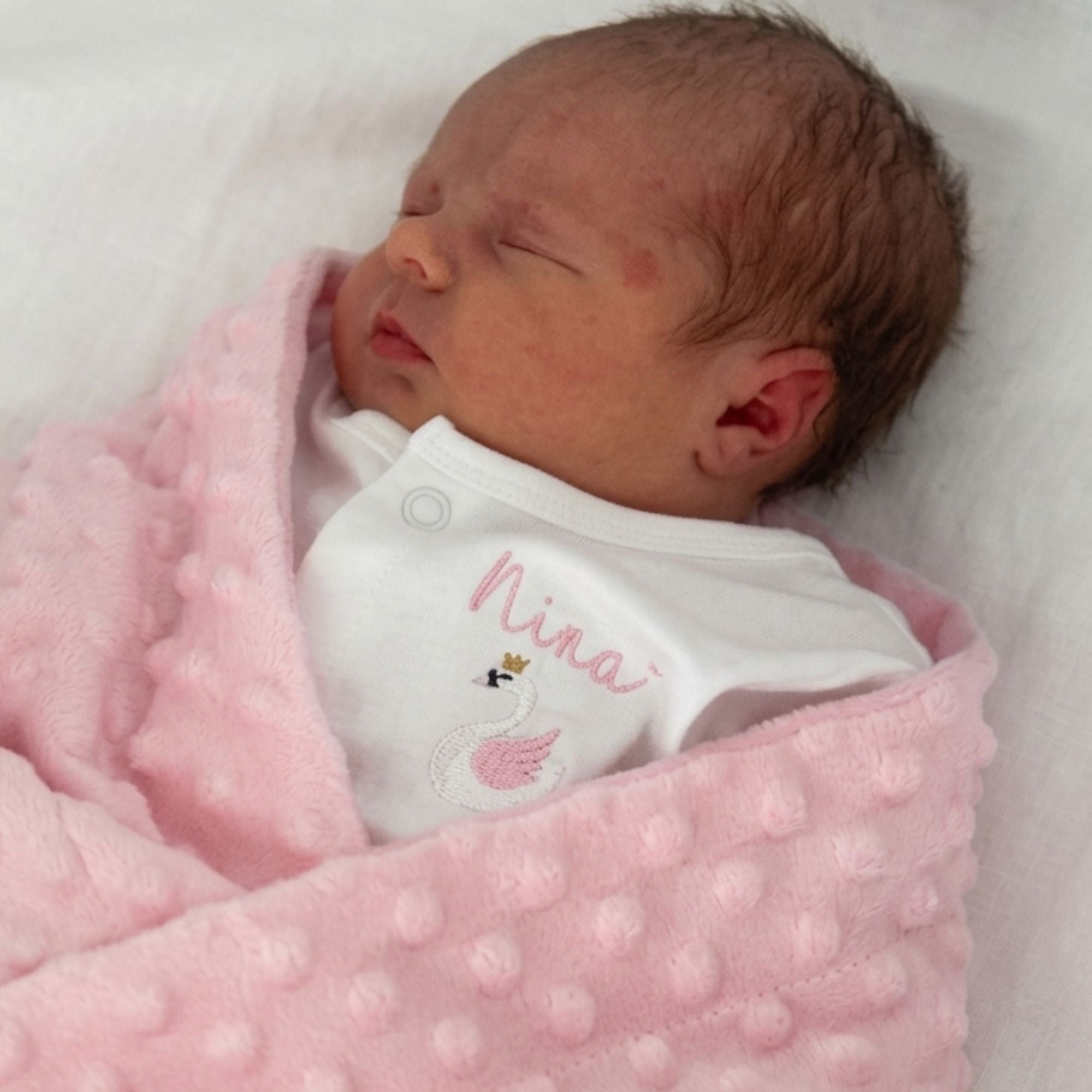 Personalised Baby Girl Swan Sleepsuit