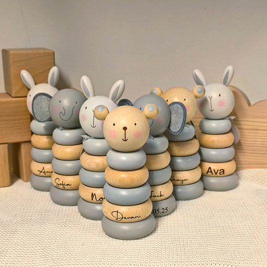 Bambino Baby Wooden Stacker Tower Toy - Bear, Elephant or Bunny