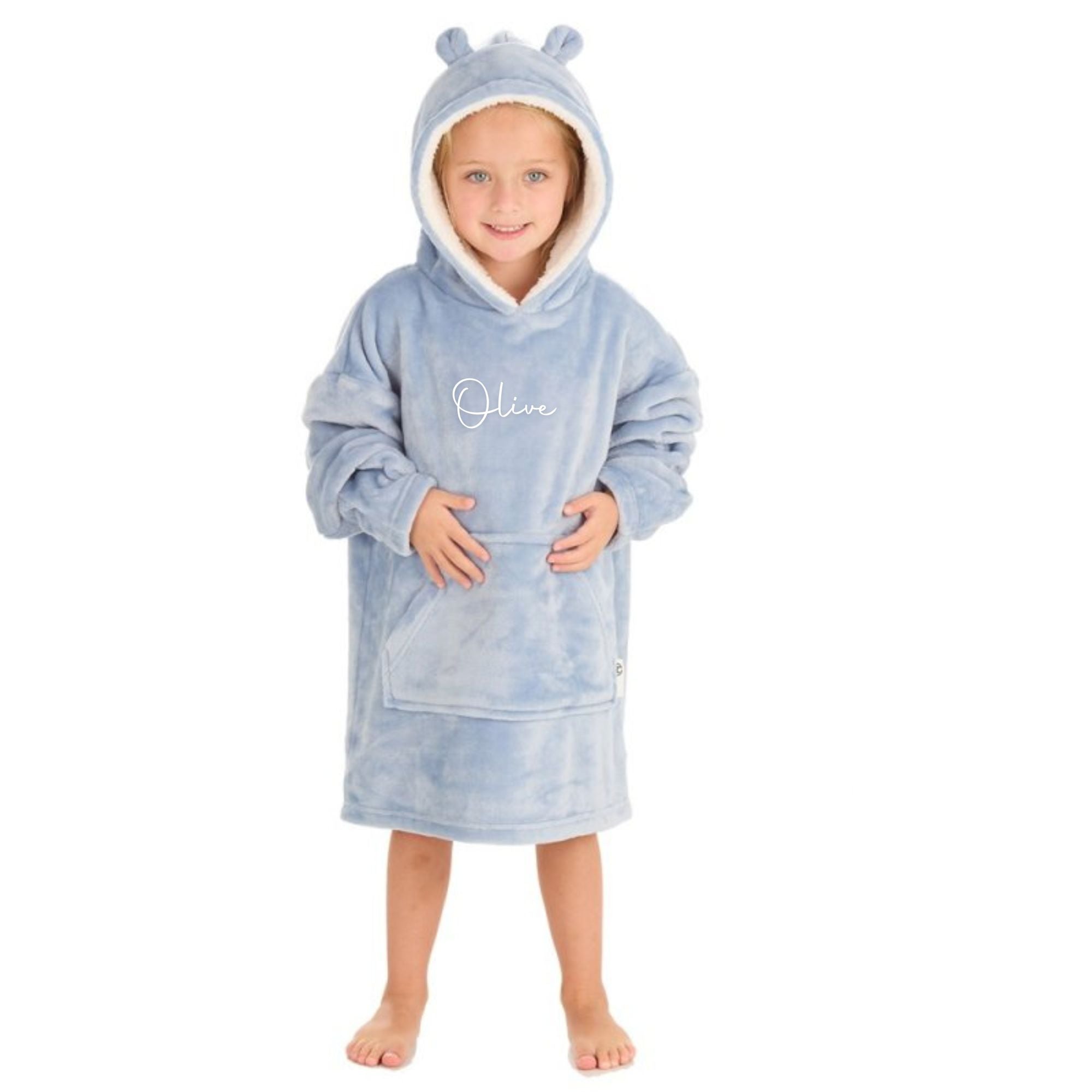 Personalised Oversized Embroidered Kids Hoodie - Sherpa Fleece