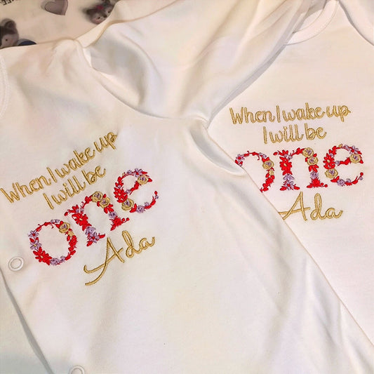 Personalised 'When I Wake Up I Will Be One' Sleepsuit - Perfect 1st Birthday Gift