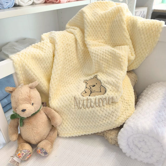 Personalised Winnie the Pooh Blanket with Embroidered Name