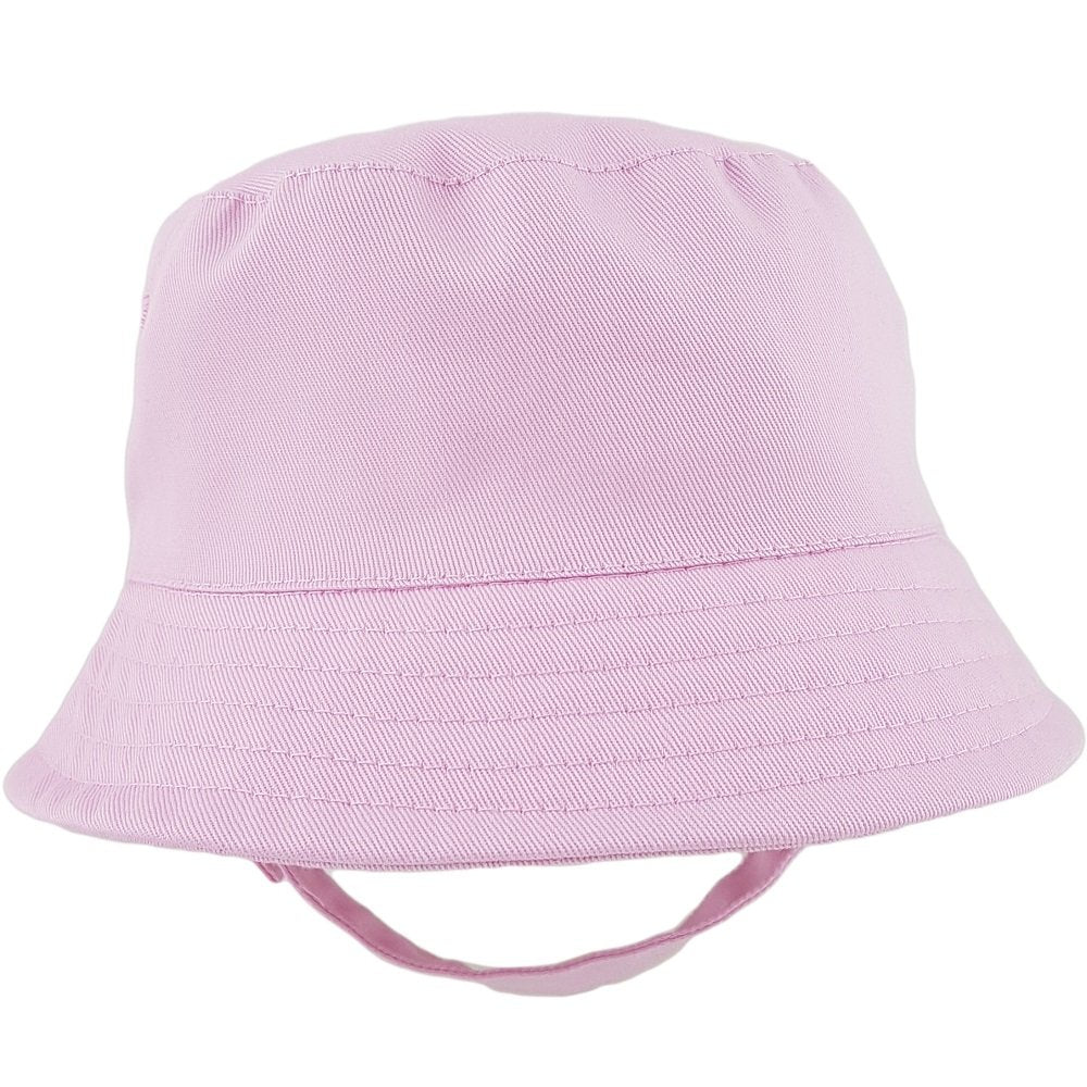 Personalised Baby Girl Bucket Hat with Straps - Light Pink 0-24m