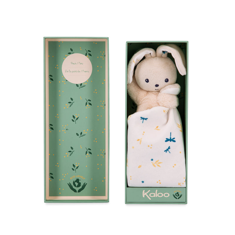 Kaloo Carre Douceur Doudou White Rabbit Comforter 17cm - Personalised