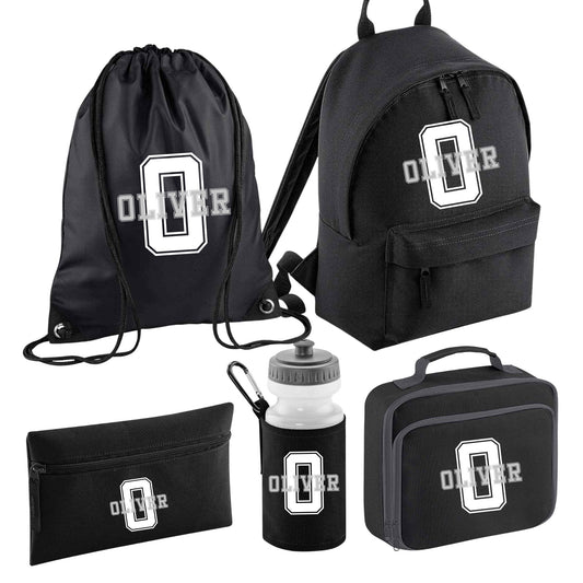 Personalised Boys & Girls School Set - Backpack, Bottle, Pencil Case, Lunch Bag & PE Bag
