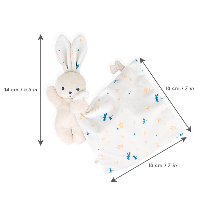 Kaloo Carre Douceur Doudou White Rabbit Comforter 17cm - Personalised