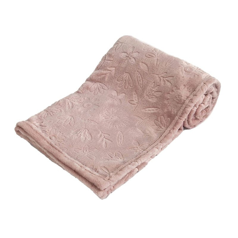 Personalised Baby Girls Blanket - Pink Embossed Flowers