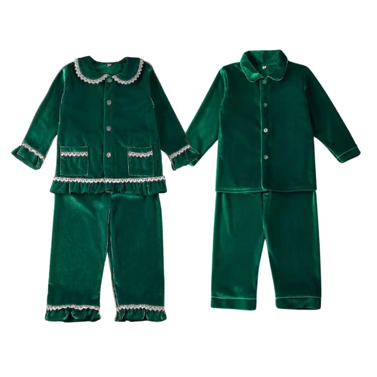 Personalised Velvet Christmas Pyjamas for Girls and Boys