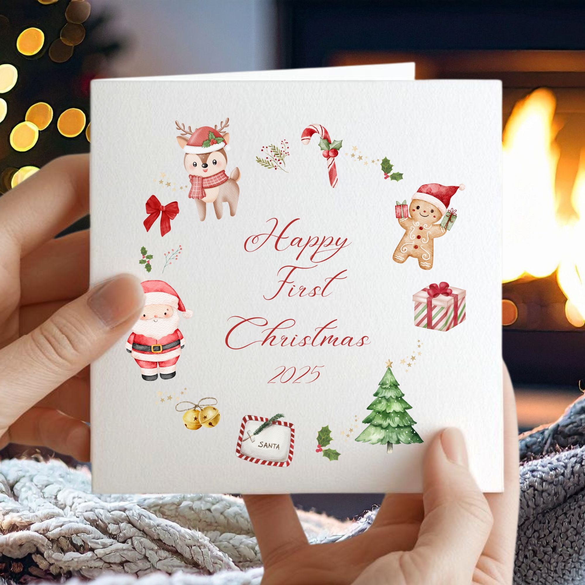 Personalised My First Christmas Card – Custom Festive Greeting Card for Babys