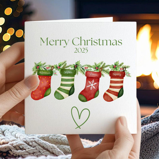 Personalised Christmas Stocking Greetings Card