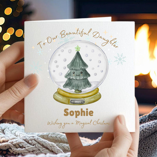 Personalised Christmas Card for Kids - Festive Snow Globe