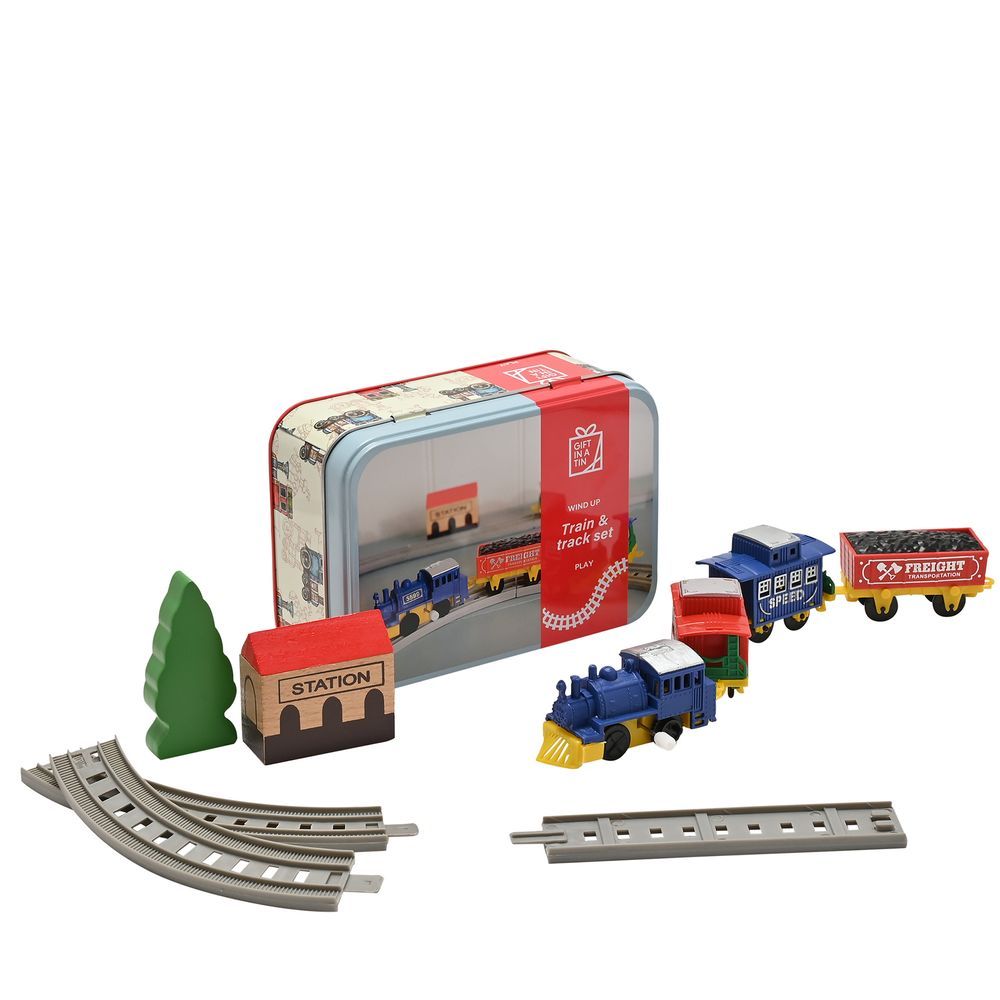 Apples to Pears “Train in a Tin” – Windup Train Playset Gift in a Tin