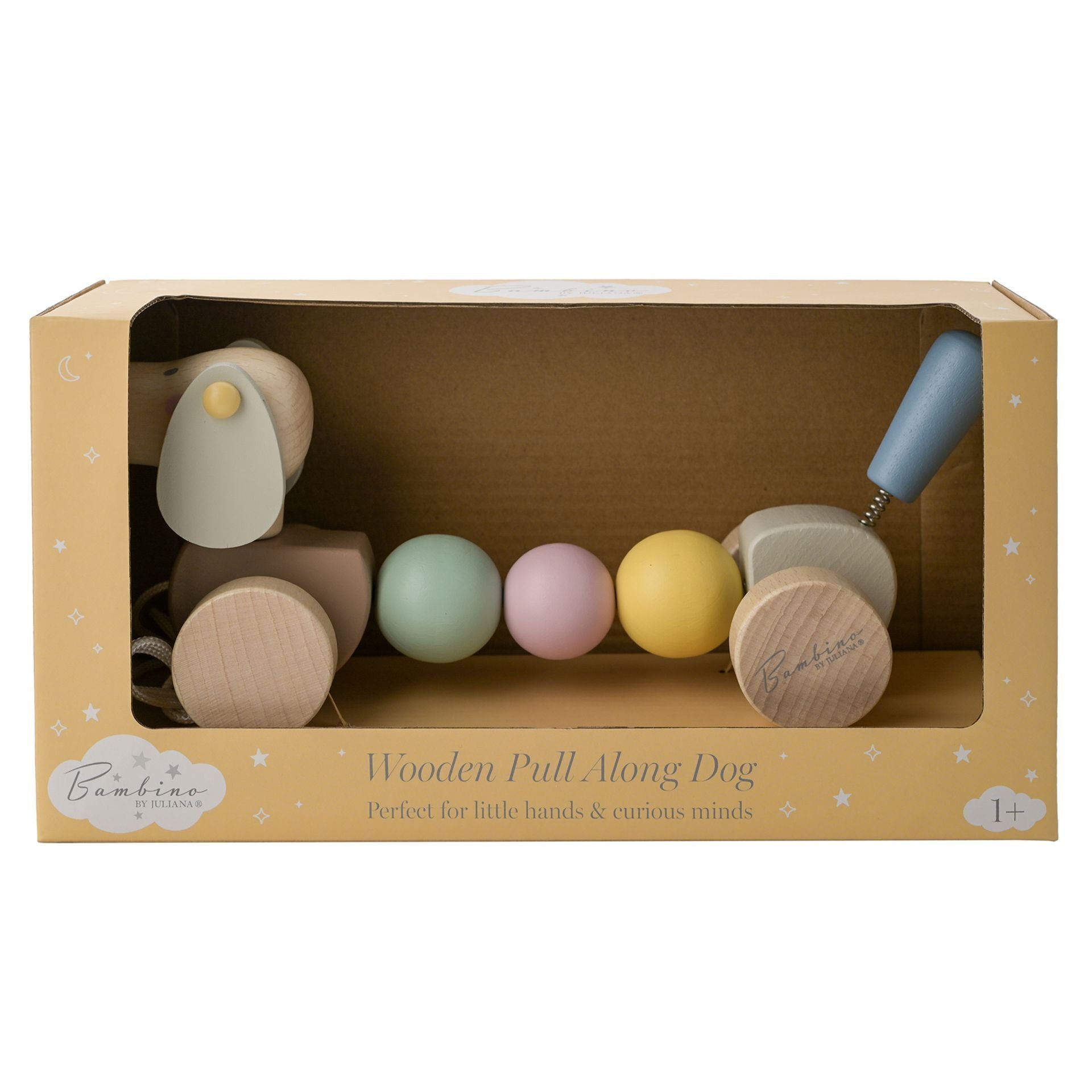 Bambino Wooden Pull Along Dog Toy - Personalised Name