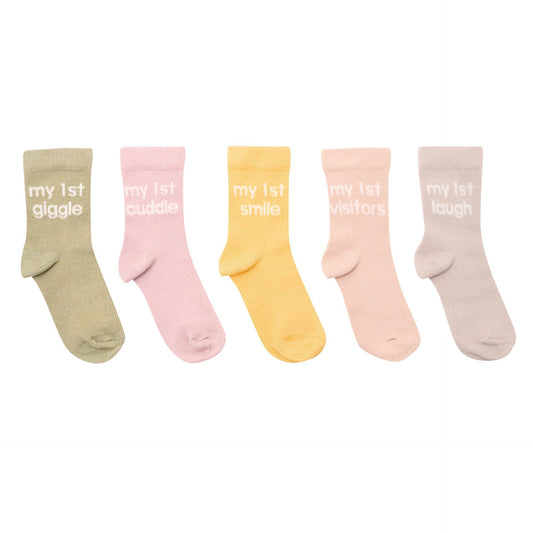 Bambino My First Milestone Baby Socks (5 Pack) 0-3 Months