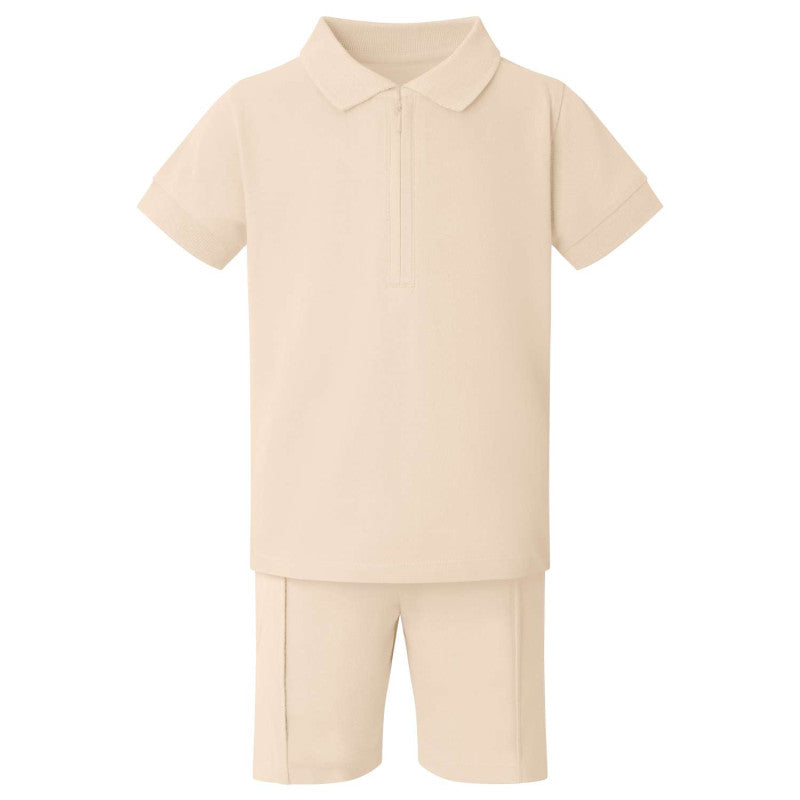 Boys Personalised Zip-Up Polo Shirt and Shorts Set with Embroidered Initials