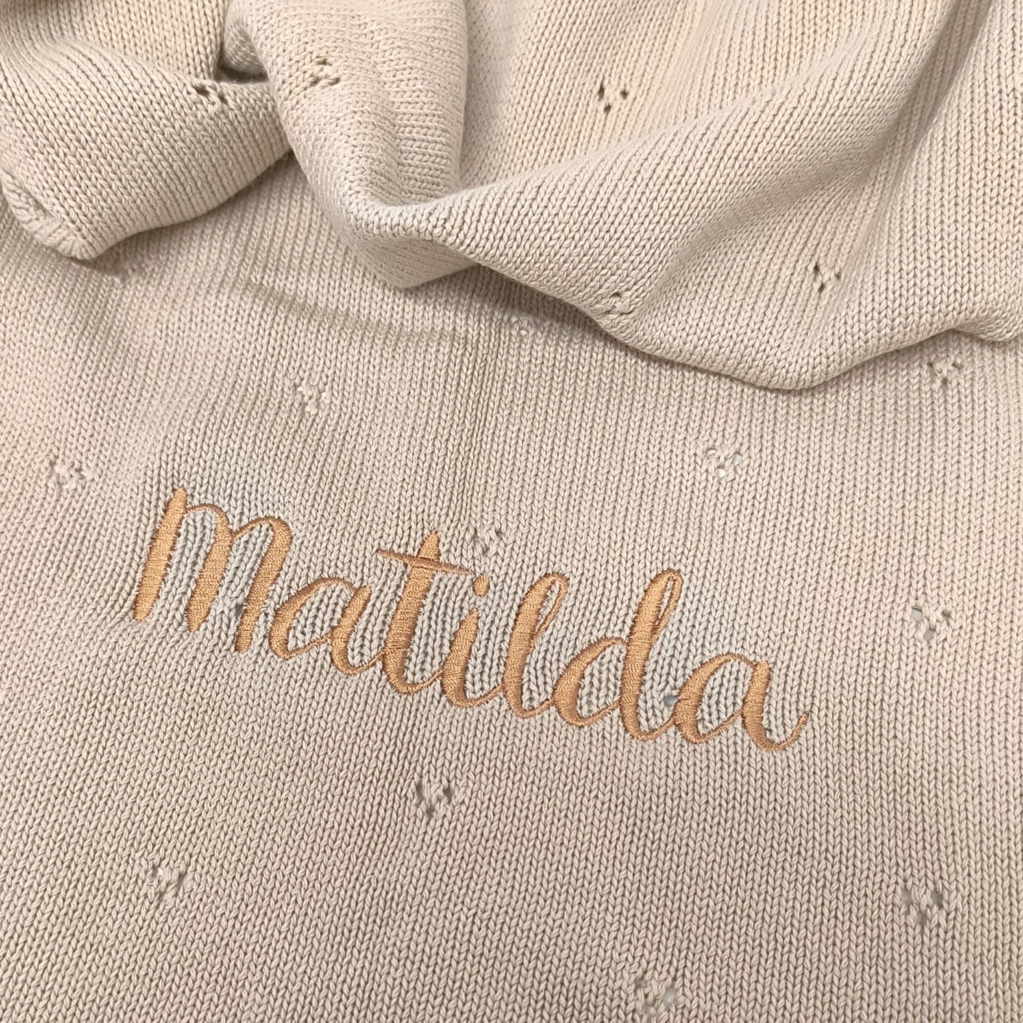 Personalised Knitted Baby Blanket with Name