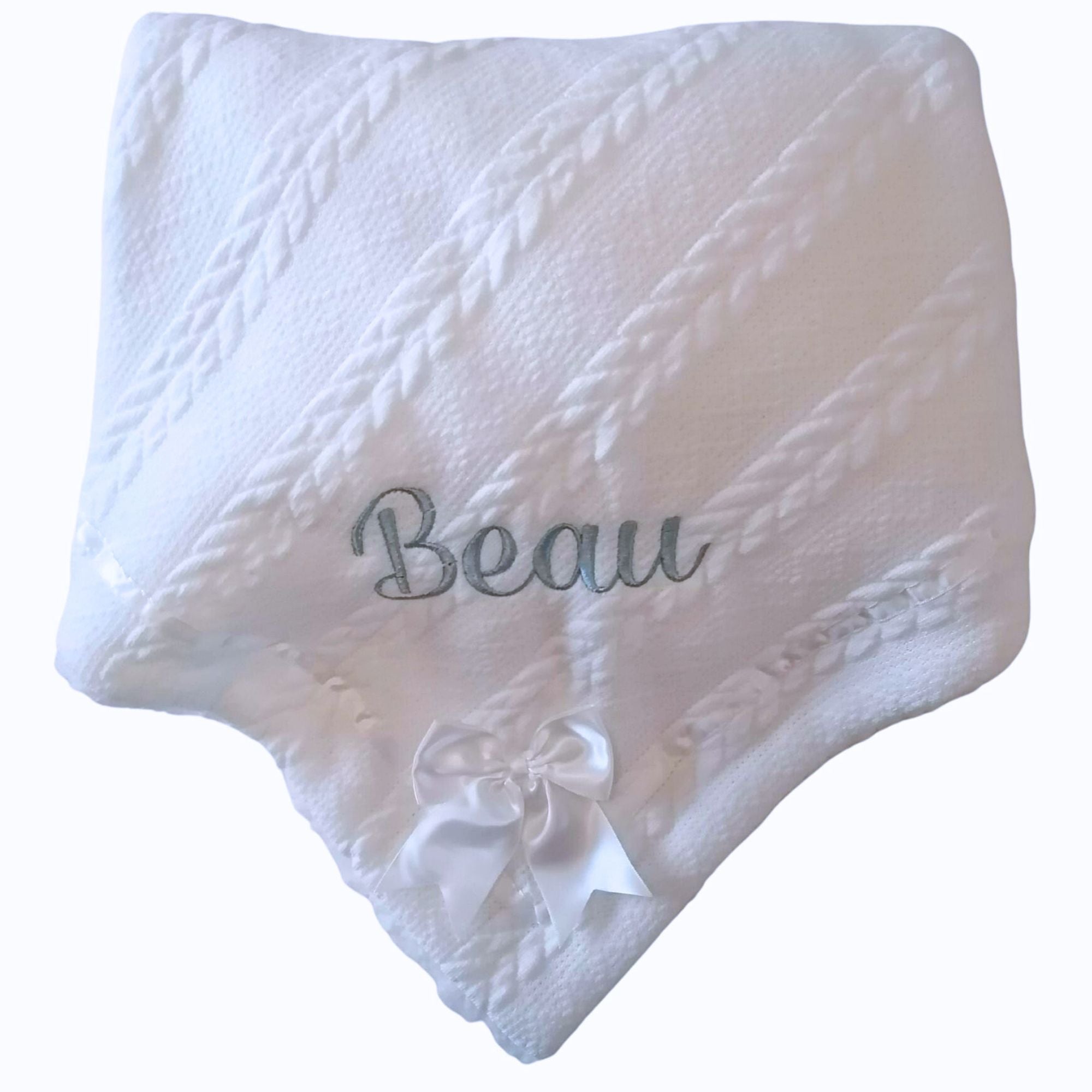 Personalised Cable Knit Blanket with Sherpa Fleece Lining