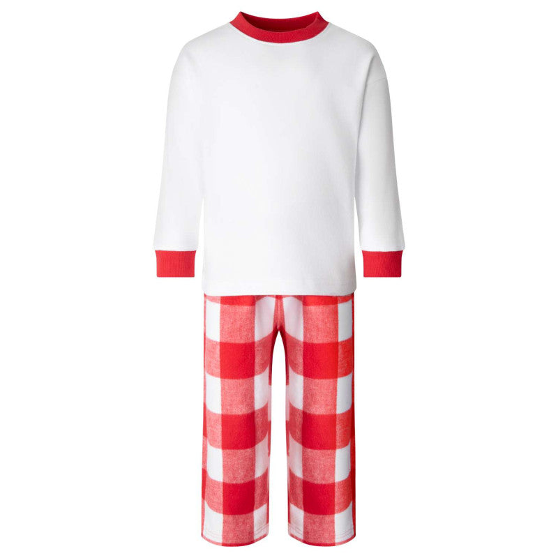 Personalised Kids Christmas Tartan Pyjamas - Rudolph Reindeer Design
