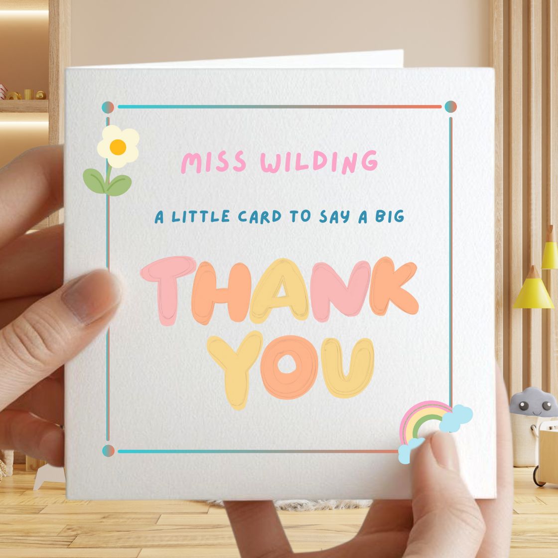 Thank you Teacher Personalised Card - 6x6" End of Term Gift