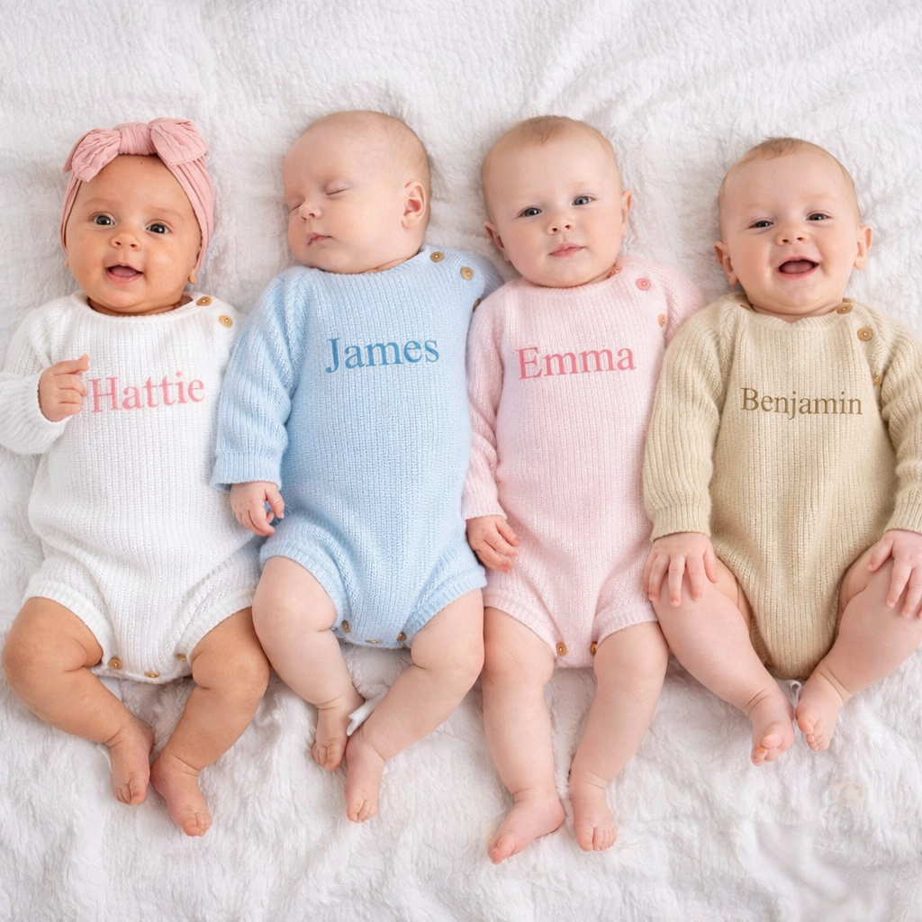 Dandelion Long Sleeve Knitted Baby Romper