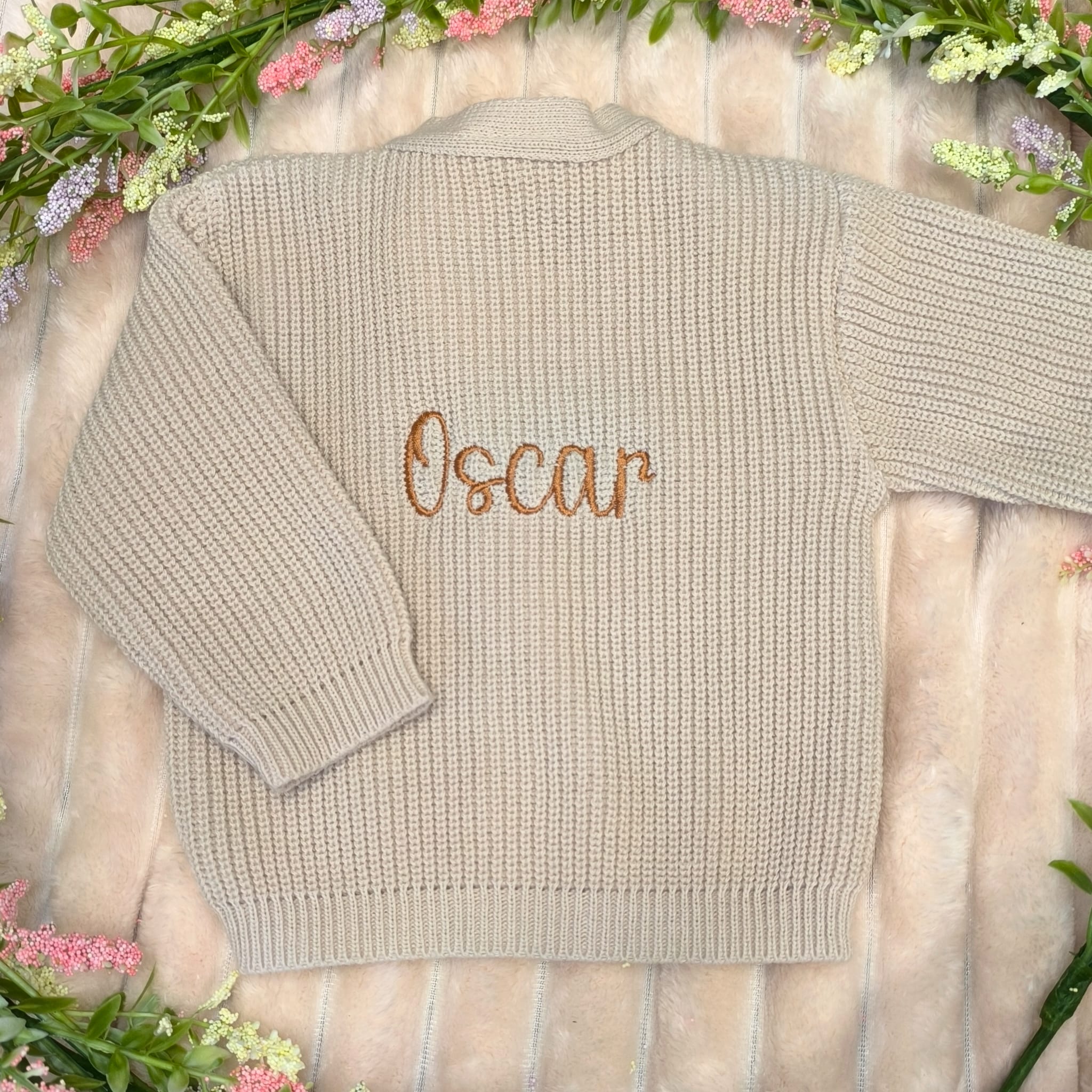 Personalised Baby Cardigan with Embroidered Name on Back