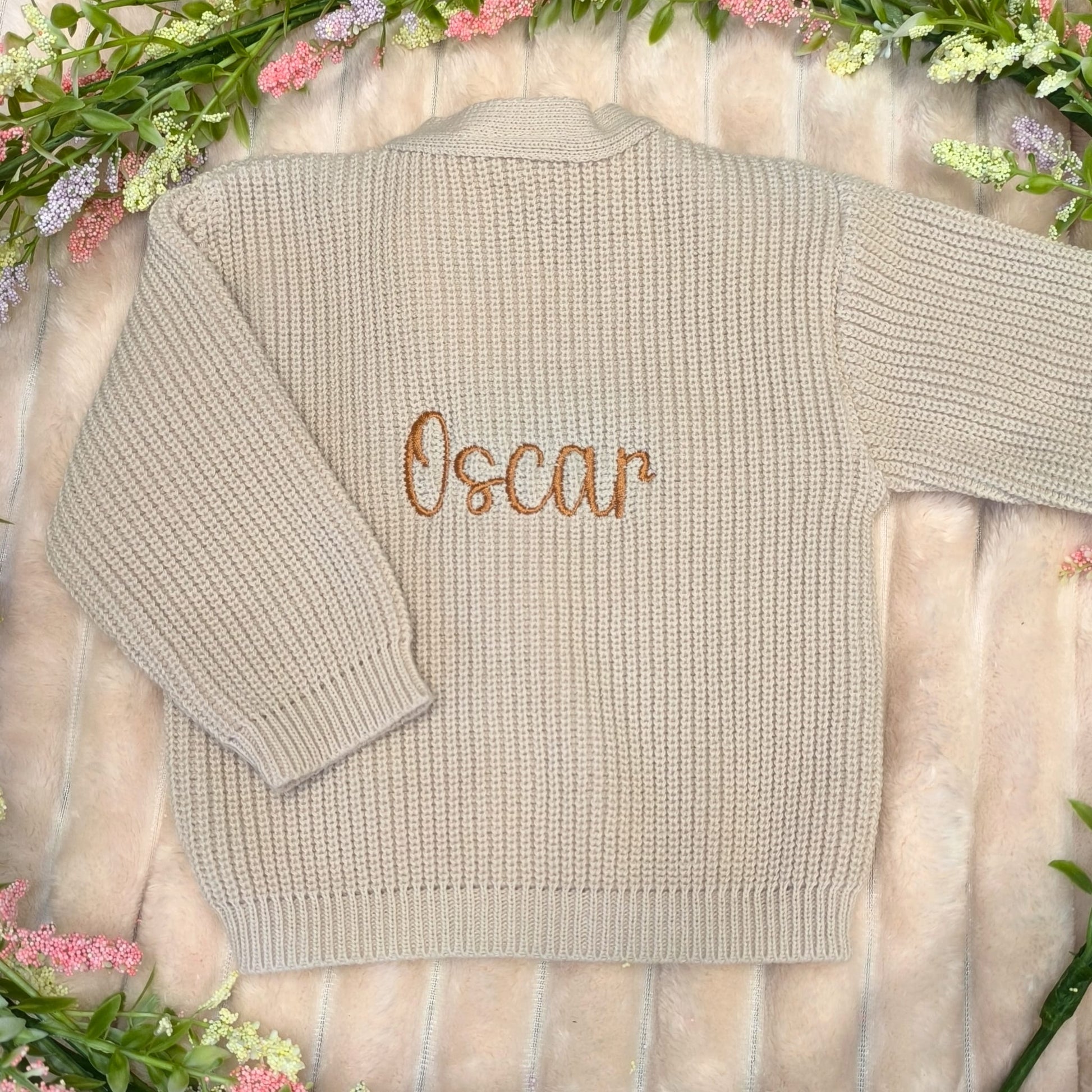 Personalised Baby Cardigan with Embroidered Name on Back