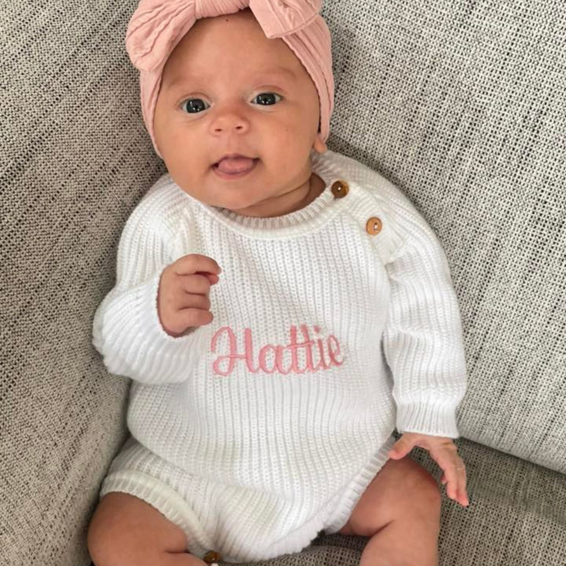 Dandelion Long Sleeve Knitted Baby Romper