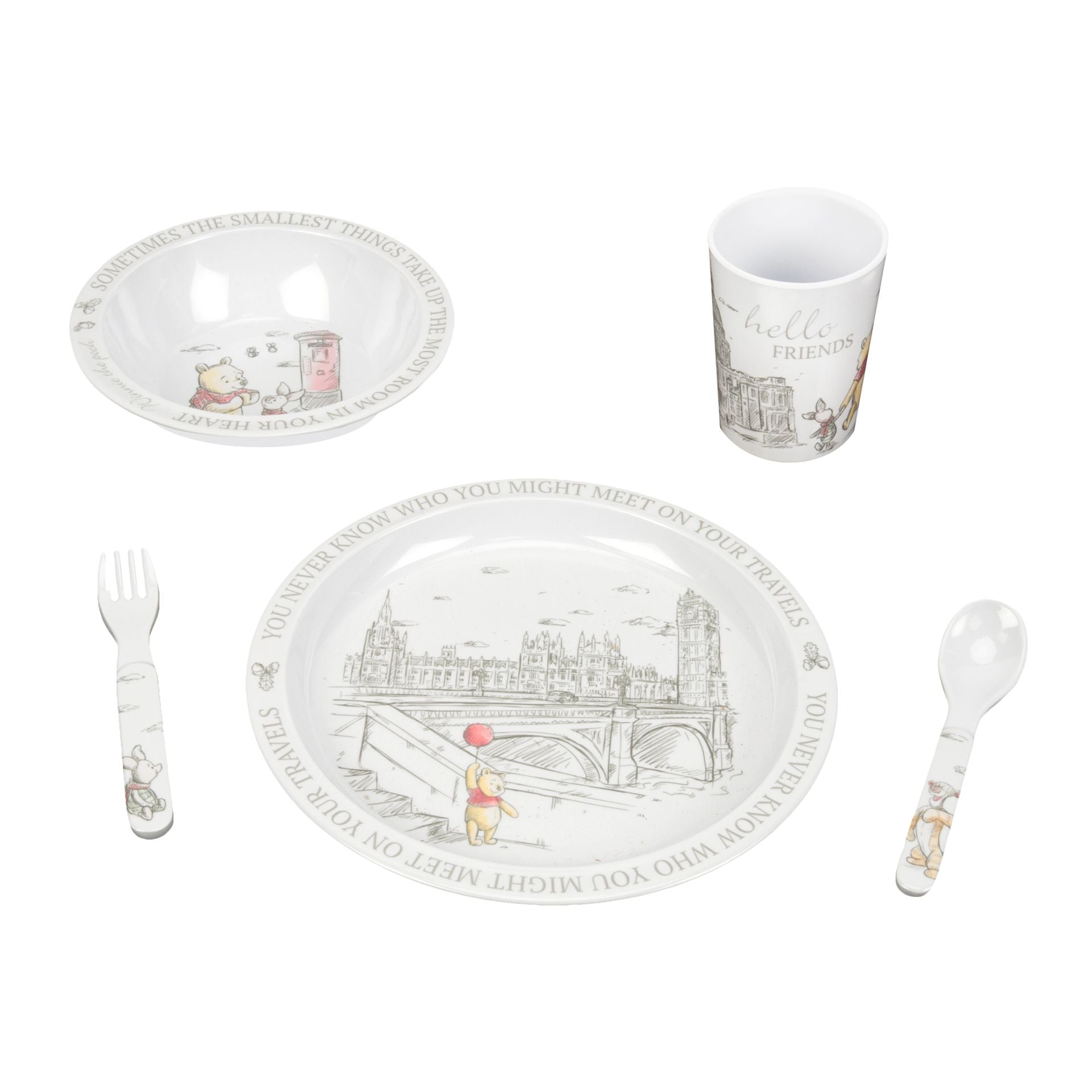 Christopher Robin 5 Piece Melamine Crockery Set - Winnie the Pooh Friends