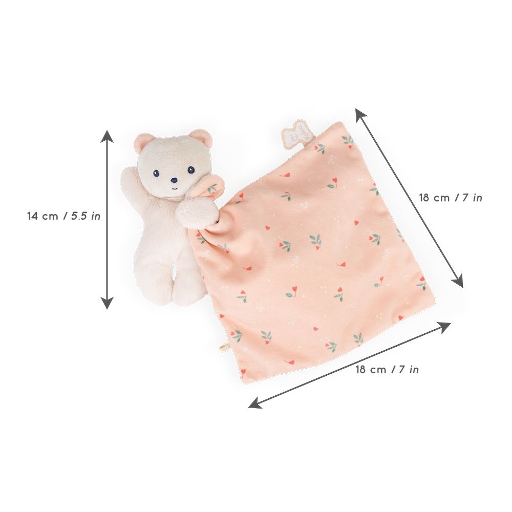 Kaloo Carre Douceur Doudou Bear Comforter - Leaves Of Love 17cm