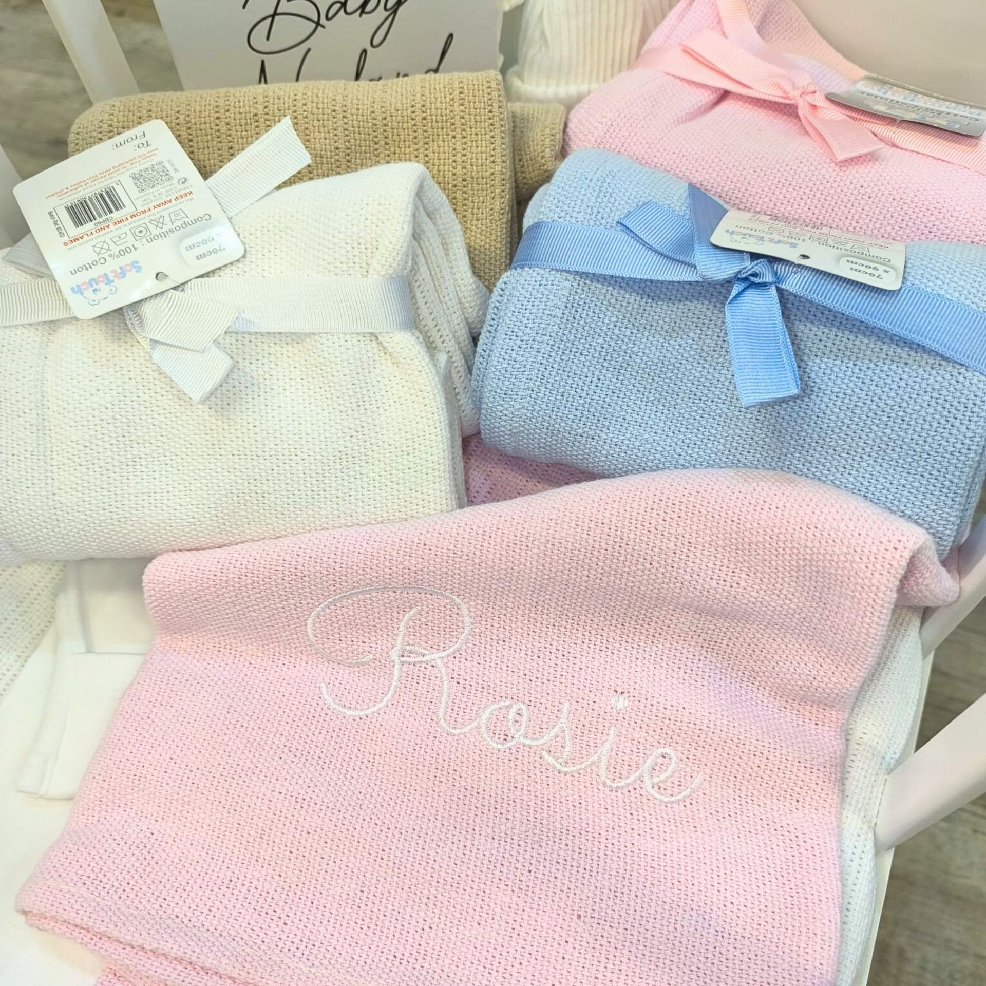 Personalised Hospital Blanket with Baby Name – We Three Bears