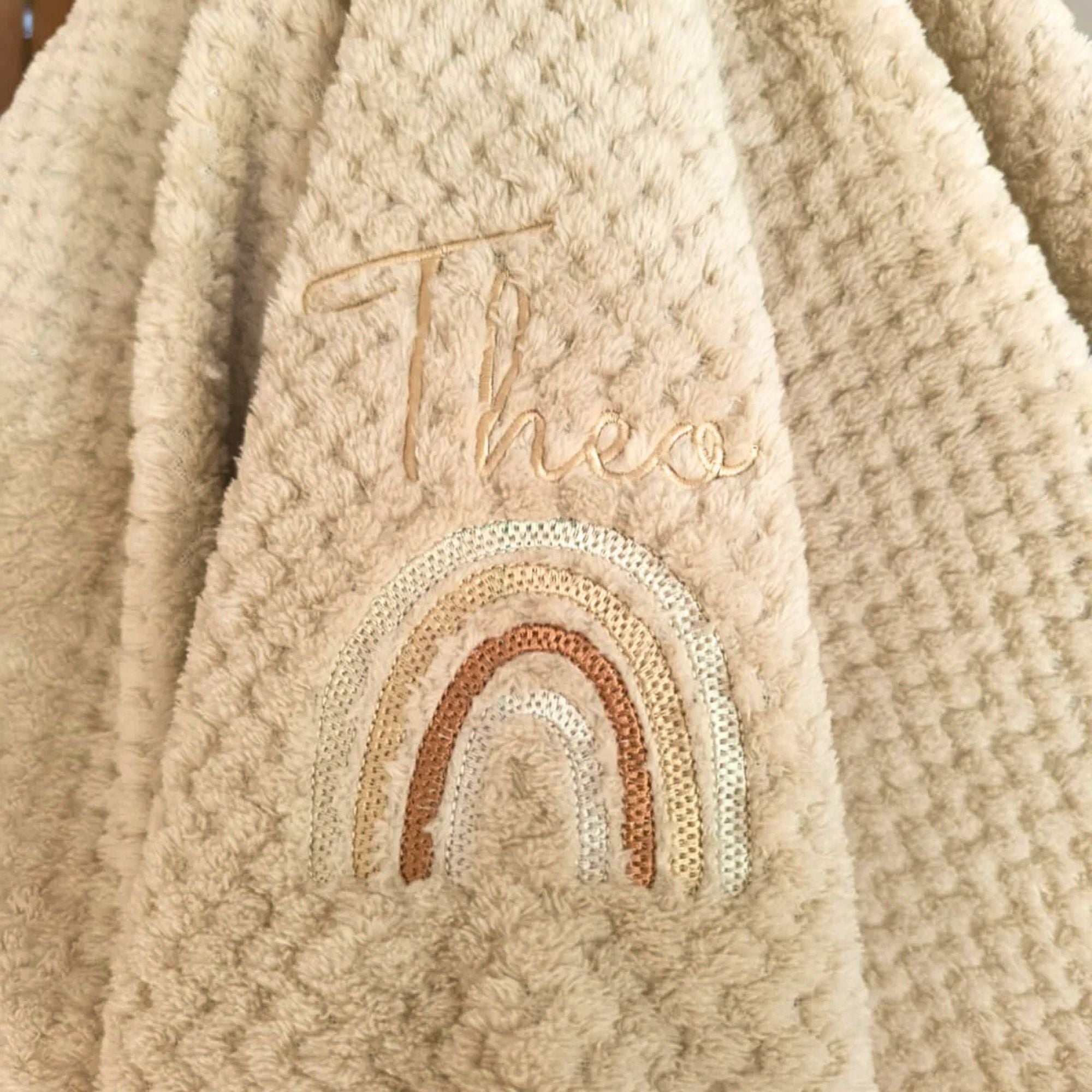 Personalised Embroidered Rainbow Blanket