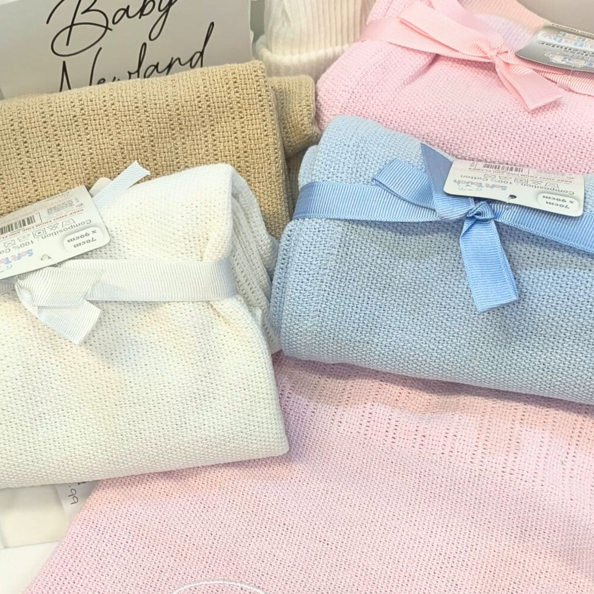 Embroidered Cotton Cellular Blanket with Baby Name
