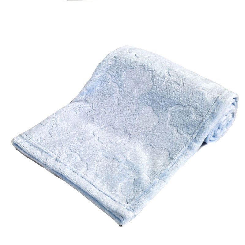 Personalised Embroidered Baby Blue Blanket with Clouds