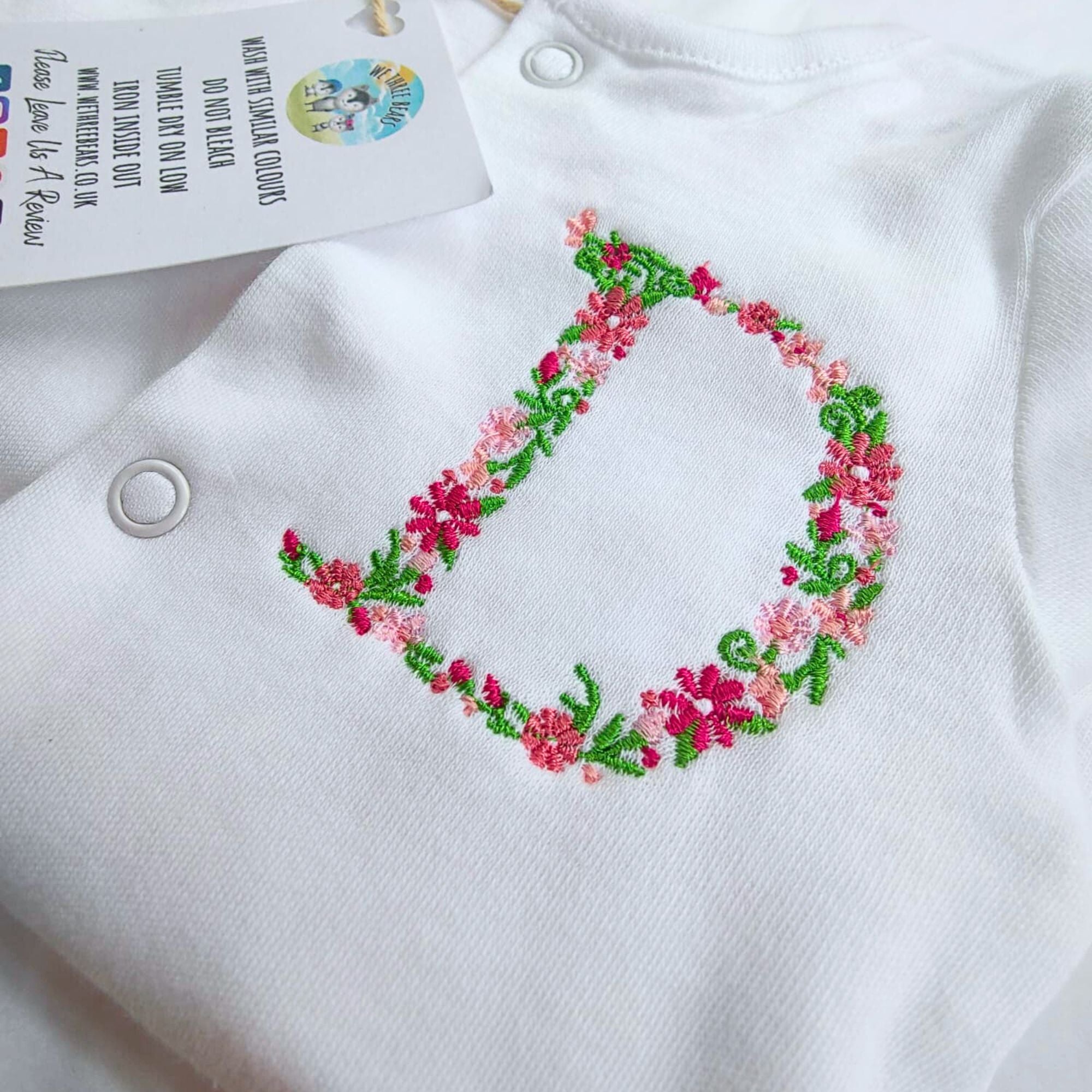 Personalised Baby Sleepsuit with Floral Initials