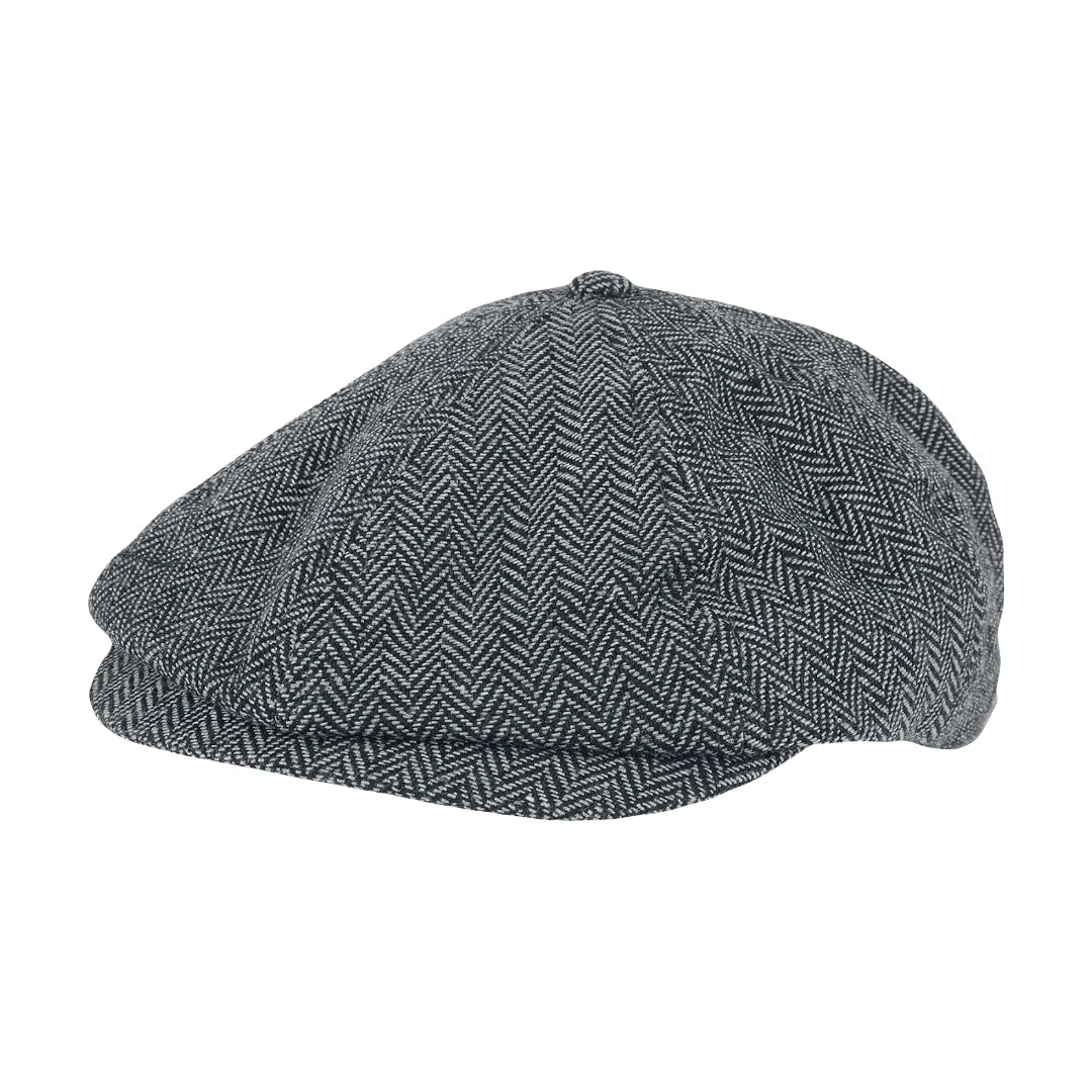 Boys Wool Baker Boy Hat - Navy or Grey Herringbone