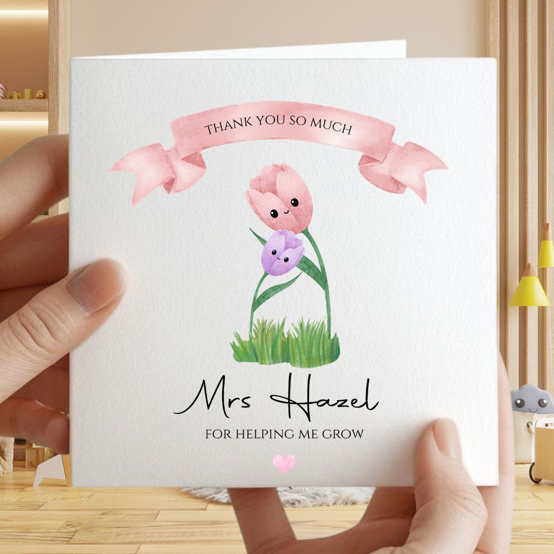 Personalised Teacher Thank You Card - Helping Me Grow