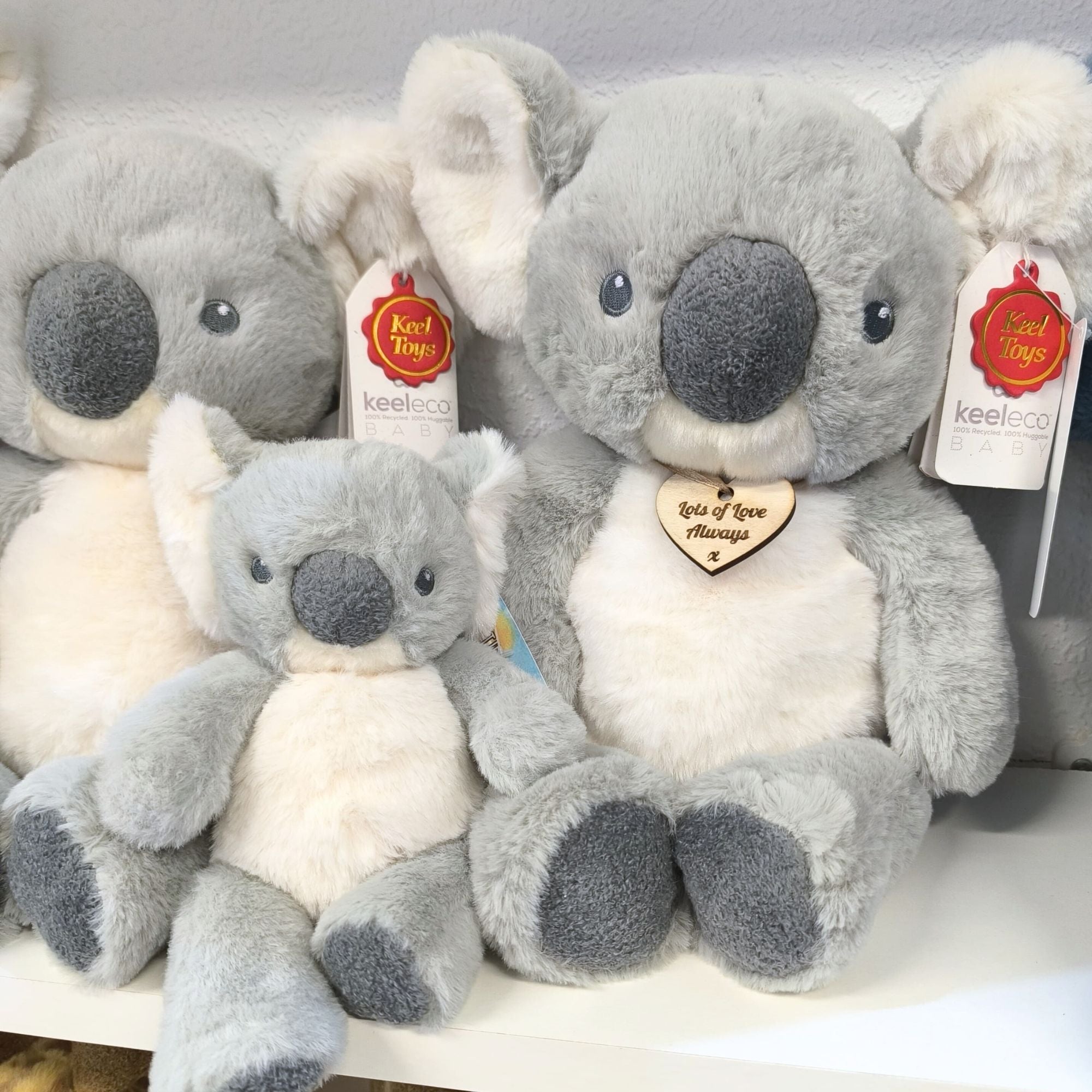 Keeleco Koala Bear Soft Toy by with Personalised Wooden Tag