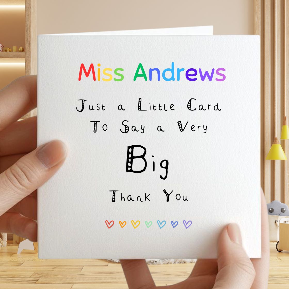 Personalised Thank You Card Teacher Gift - Big Thank You - 6x6"