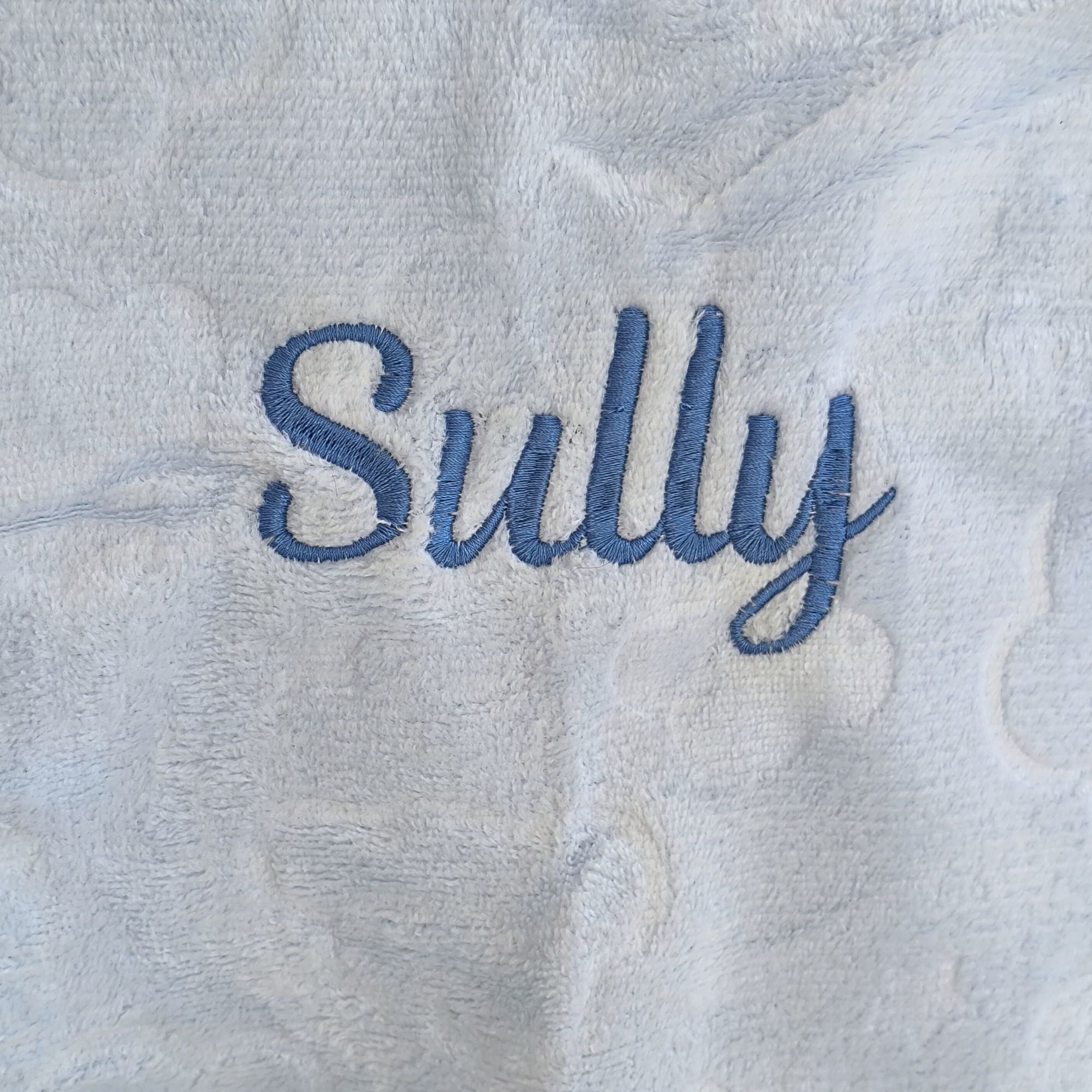 Personalised Embroidered Baby Blue Blanket with Clouds